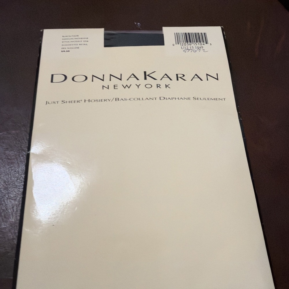 Vtg Donna Karan New York Just Sheer Black Hosiery Style 224 Medium Just Sheer
